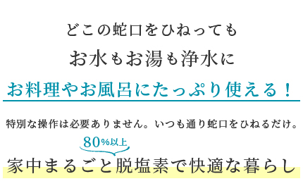 どこの蛇口をひねってもお水もお湯も浄水に